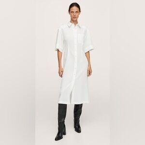 MANGO chic White Button-Down Shirt Dress